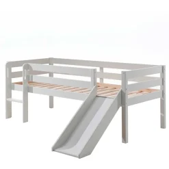 Kinder Wohnen Weißes Hochbett mit Rutsche - nur 83 cm hoch - Kendalas