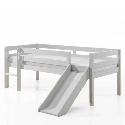 Kinder Wohnen Weißes Hochbett mit Rutsche - nur 83 cm hoch - Kendalas