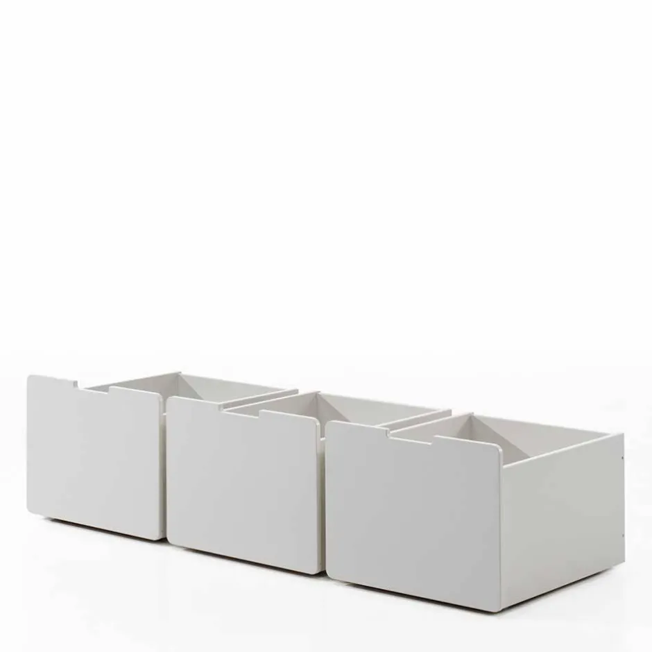 Kinder Wohnen Weißes Hochbett niedrig mit Hängeregal - Azuro