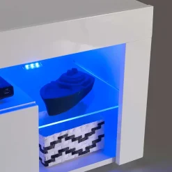 Wohnen Weißes Hochglanz TV Board beleuchtet - Cessma