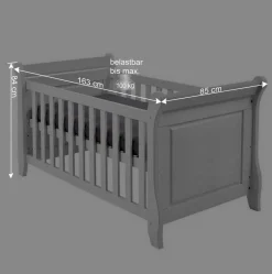 Weißes Holz Babybett inklusive Umbauseiten - Satumare^Wohnen Outlet