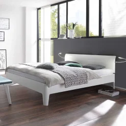 Wohnen Weißes Holzbett Buche Gachias mit Kopfteil