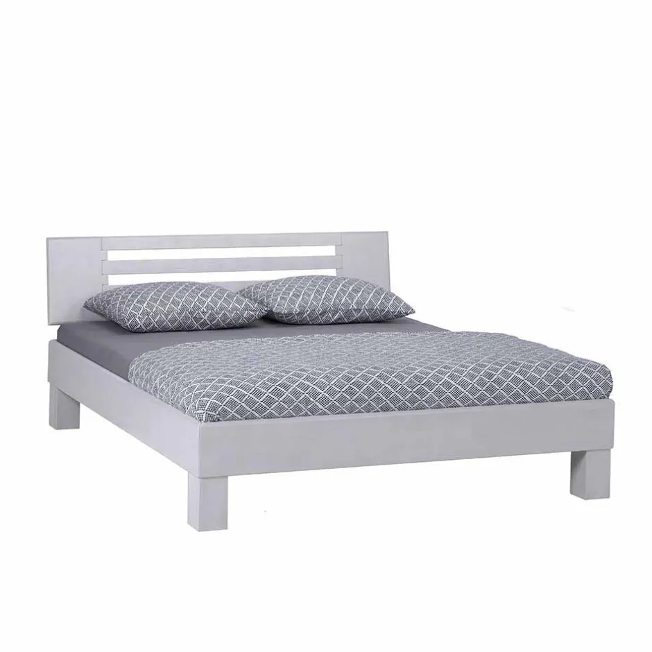 Wohnen Weißes Massivholzbett Annabell mit Kopfteil