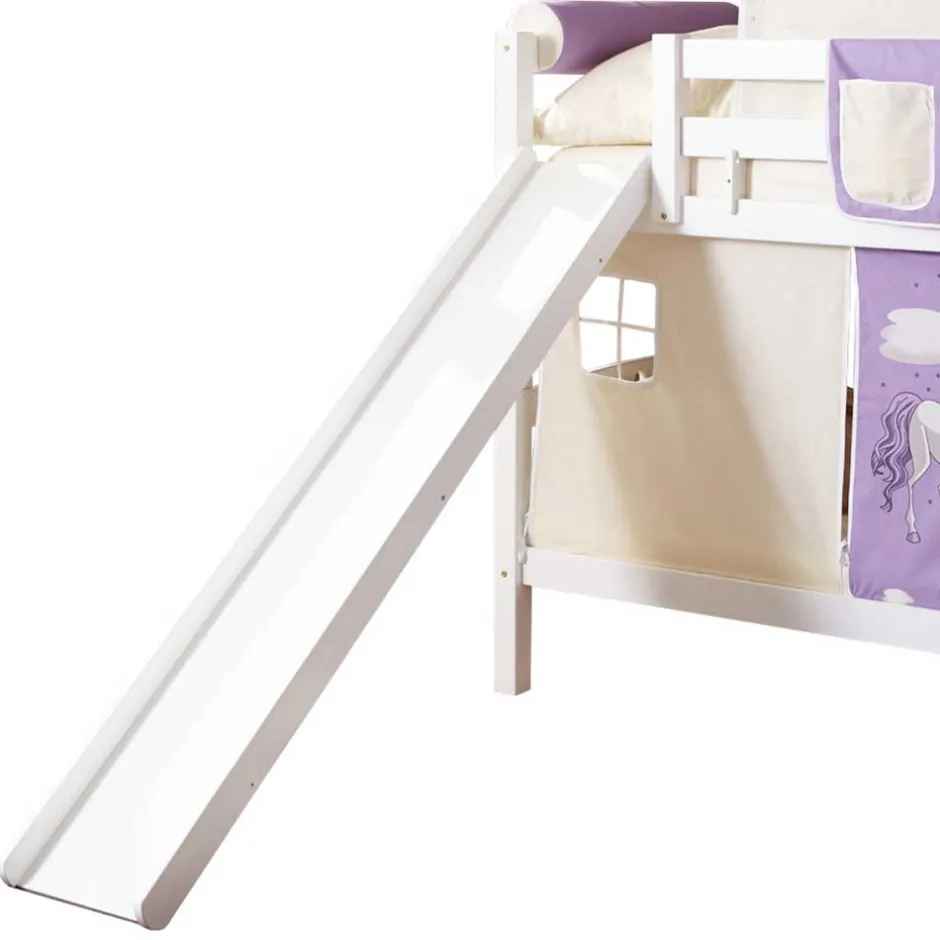 Kinder Wohnen Weißes Mädchen Etagenbett mit Rutsche - Stonecca