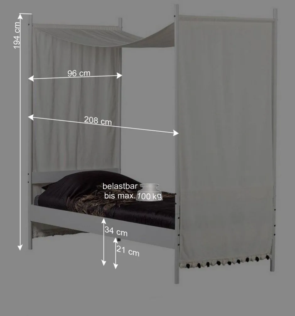 Wohnen Weißes Metallbett mit Baldachin - Jenva