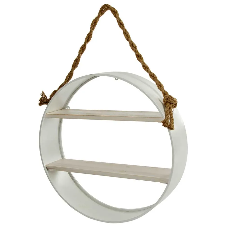 Wohnen Weißes Regal in Rund mit Seil Aufhängung - Emzanua