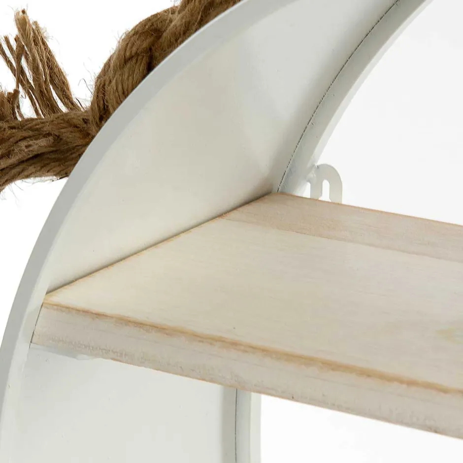 Wohnen Weißes Regal in Rund mit Seil Aufhängung - Emzanua