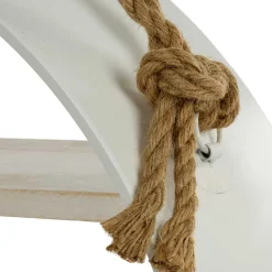 Wohnen Weißes Regal in Rund mit Seil Aufhängung - Emzanua