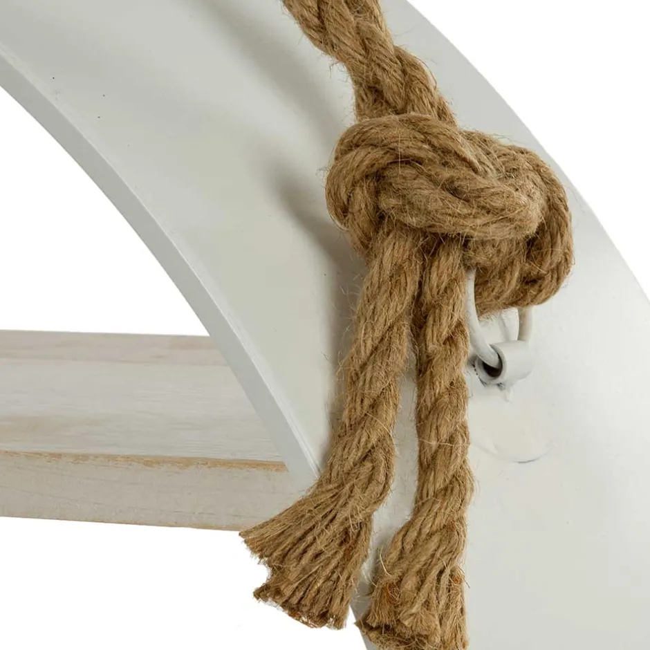 Wohnen Weißes Regal in Rund mit Seil Aufhängung - Emzanua