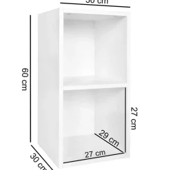 Wohnen Weißes Regal mit zwei Fächern - 30x60x30 cm - Hank