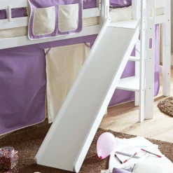 Kinder Wohnen Weißes Rutsche Hochbett aus Buche - Bruns