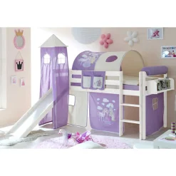 Kinder Wohnen Weißes Rutsche Hochbett mit Turm & Tunnel - Tanko