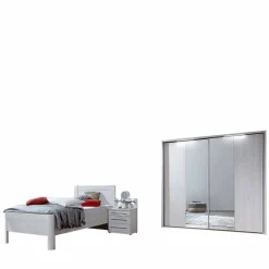 Weißes Schlafzimmerset Arneta mit Einzelbett 100x200cm (dreiteilig)^Wohnen Online