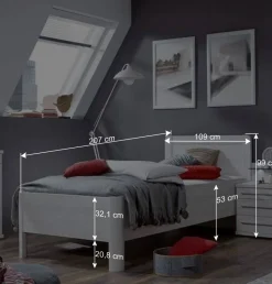 Weißes Schlafzimmerset Arneta mit Einzelbett 100x200cm (dreiteilig)^Wohnen Online