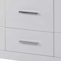 Weißes Sideboard mit Hochglanz Front Yulis & Chrom Metallgriffen^Wohnen Discount