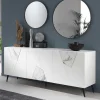 Wohnen Weißes Sideboard mit Marmor Einsätzen Grau - Eleonora