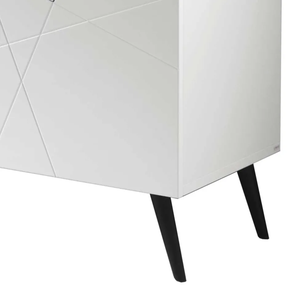 Wohnen Weißes Sideboard mit Marmor Einsätzen Grau - Eleonora