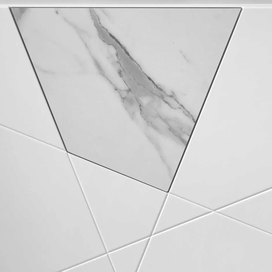 Wohnen Weißes Sideboard mit Marmor Einsätzen Grau - Eleonora