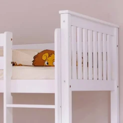 Kinder Wohnen Weißes Stockbett aus Massivholz Kiefer Huelca mit 5 Schubkästen