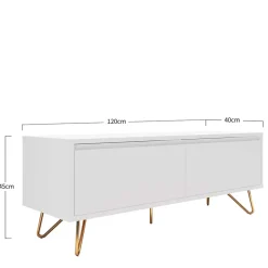 Weißes TV Lowboard mit Klappe & Schublade - Marmore^Wohnen Discount