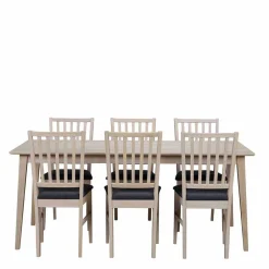 Wohnen White Wash Essgruppe aus Eiche - Pessoa (siebenteilig)