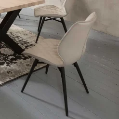 White Wash Essgruppe mit X-Fuß Tisch - Tilveta I (sechsteilig)^Wohnen New