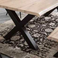 White Wash Essgruppe mit X-Fuß Tisch - Tilveta I (sechsteilig)^Wohnen New