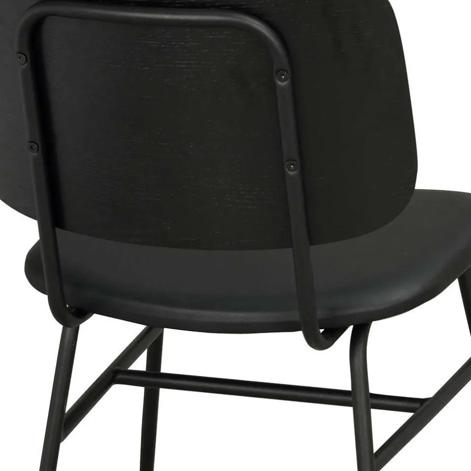 Wohnen White Wash Holztisch & schwarze Stühle - Pessoa (fünfteilig)