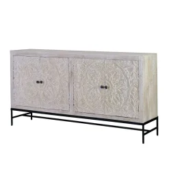 White Wash Sideboard mit Mandala Schnitzerei - Bonany^Wohnen Sale