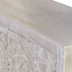 White Wash Sideboard mit Mandala Schnitzerei - Bonany^Wohnen Sale