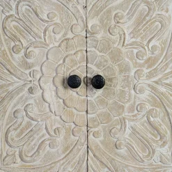 White Wash Sideboard mit Mandala Schnitzerei - Bonany^Wohnen Sale