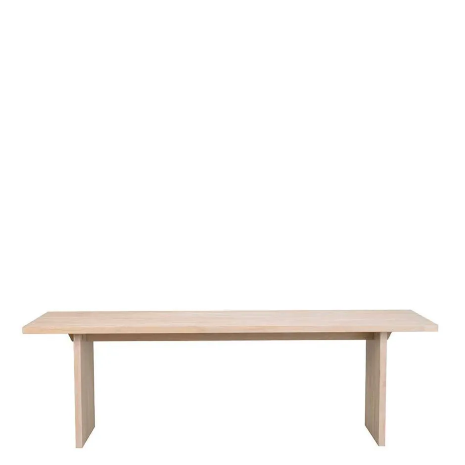 Wohnen White Wash Tisch & Lederstühle - Senatau (siebenteilig)