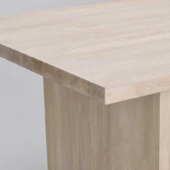 Wohnen White Wash Tisch & Lederstühle - Senatau (siebenteilig)