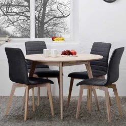 Wohnen White Wash Tischgruppe in Rund - Navassa III (fünfteilig)