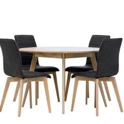 Wohnen White Wash Tischgruppe in Rund - Navassa III (fünfteilig)