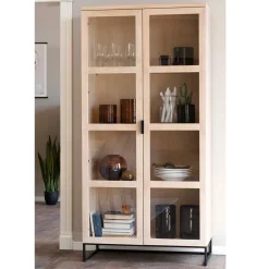 Wohnen White Wash Vitrinenschrank modern - Myras