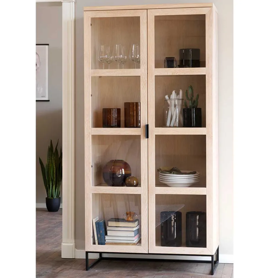 Wohnen White Wash Vitrinenschrank modern - Myras