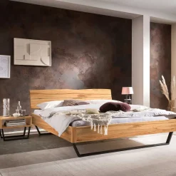 Wildbuche Bett mit Metallkufen in Anthrazit - Plestna^Wohnen Best