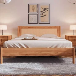 Wildbuche Bett mit Wiener Geflecht Kopfteil - Indrya^Wohnen Outlet