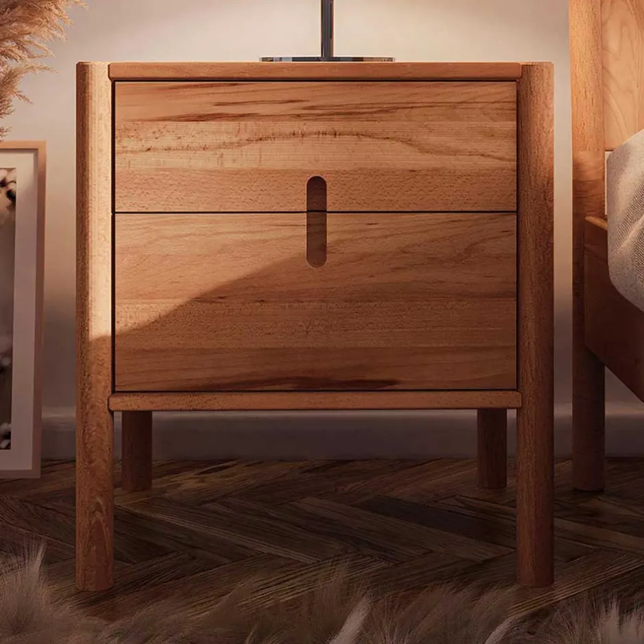 Wildbuche Bett mit Wiener Geflecht Kopfteil - Indrya^Wohnen Outlet