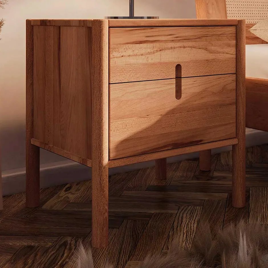 Wildbuche Bett mit Wiener Geflecht Kopfteil - Indrya^Wohnen Outlet