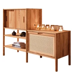 Wildbuche Holzregal mit Schiebetüren - Indrya^Wohnen Outlet