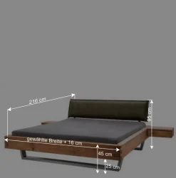 Wohnen Wildeiche Balkenbett mit Leder-Kopfteil - Abrahams