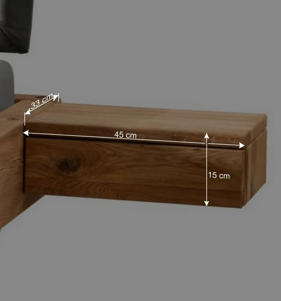 Wohnen Wildeiche Balkenbett mit Leder-Kopfteil - Abrahams