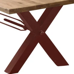 Wohnen Wildeiche Baumkantentisch mit X Füßen - Vlacondra