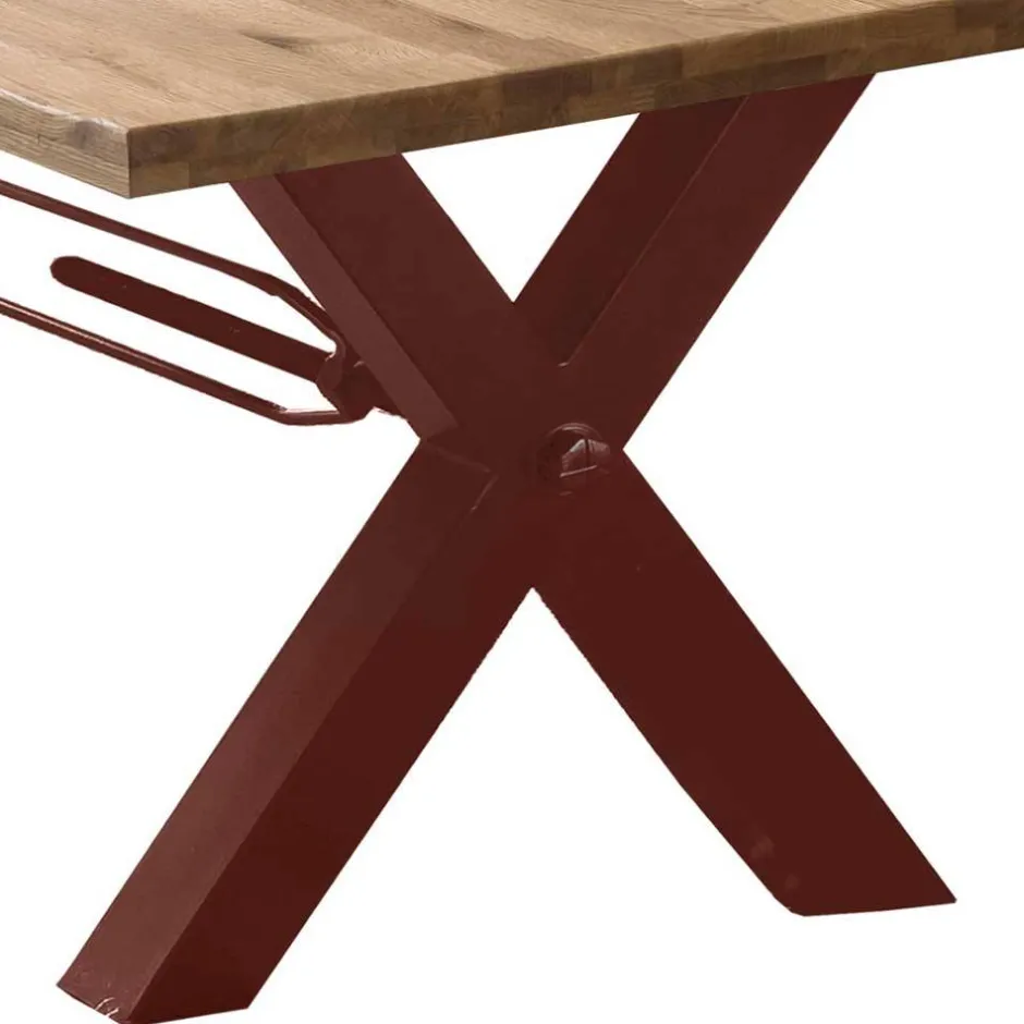 Wohnen Wildeiche Baumkantentisch mit X Füßen - Vlacondra
