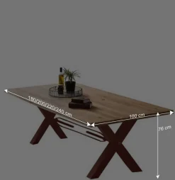 Wohnen Wildeiche Baumkantentisch mit X Füßen - Vlacondra