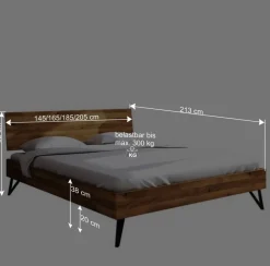 Wildeiche Bett aus Stahlfüßen in Schwarz - Mandirov^Wohnen Hot