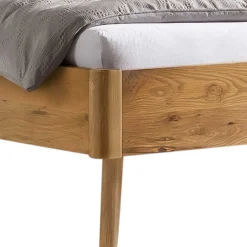 Wohnen Wildeiche Bett mit Kopfteilpolstern in Grau - Luxuria