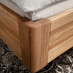 Wildeiche Bett mit Metallkufen in Schwarzgrau - Tomya^Wohnen Online